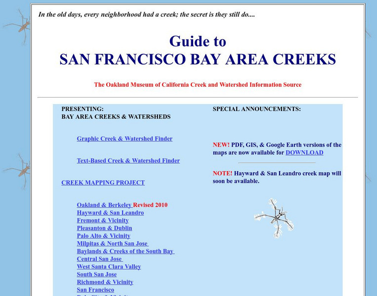 Guide to San Francisco Bay Area Creeks Website Guide to San Francisco Bay Area Creeks Website