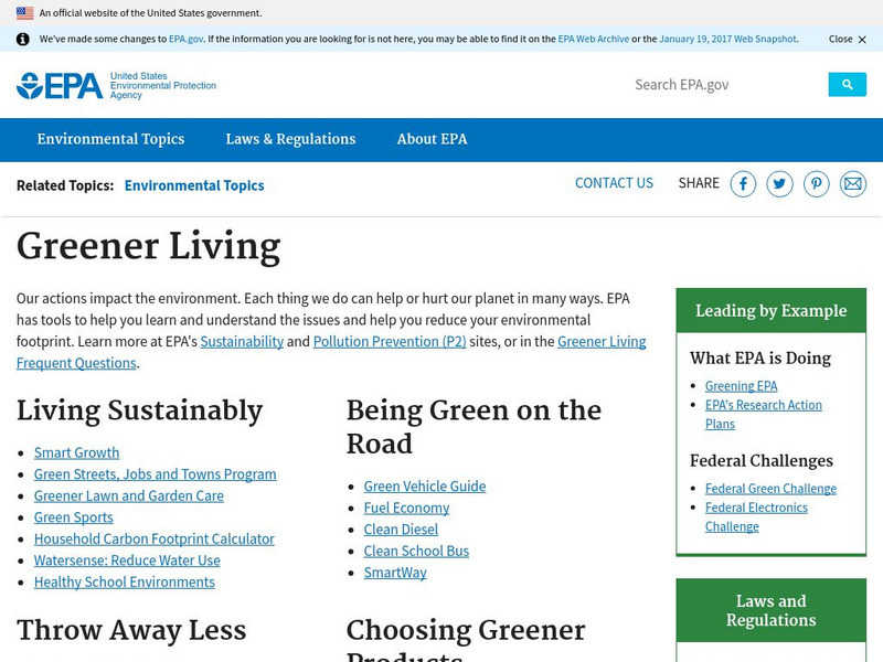 Epa: Learn the Issues: Green Living Website Epa: Learn the Issues: Green Living Website
