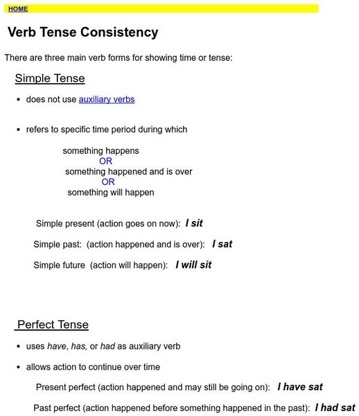 Towson University: Verb Tense Consistency Handout Towson University: Verb Tense Consistency Handout