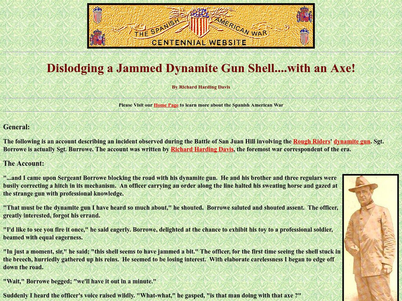 Spanish American War Centennial: Dislodging a Jammed Dynamite Gun Shell With an Axe! Primary