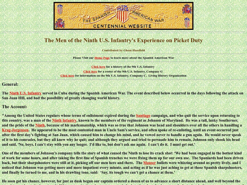 Spanish American War Centennial: The Men of the Ninth u.s. Infantry's Experience on Picket Duty Primary