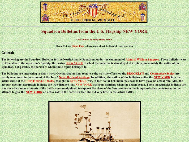 Spanish American War Centennial: Squadron Bulletins From the u.s. Flagship New York Primary
