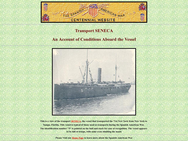 Spanish American War Centennial: Transport Seneca: An Account of Conditions Aboard the Vessel Primary