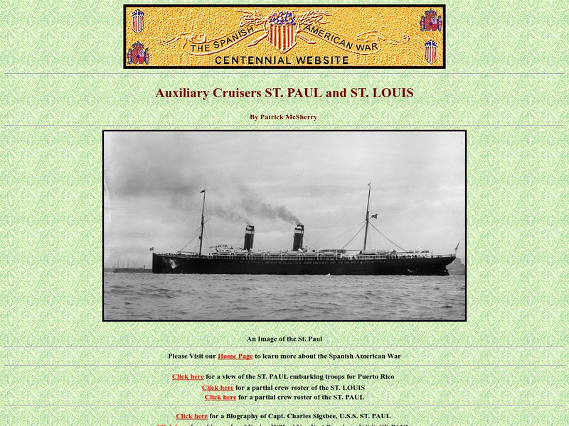Spanish American War Centennial: Auxiliary Cruisers St. Paul and St. Louis Website