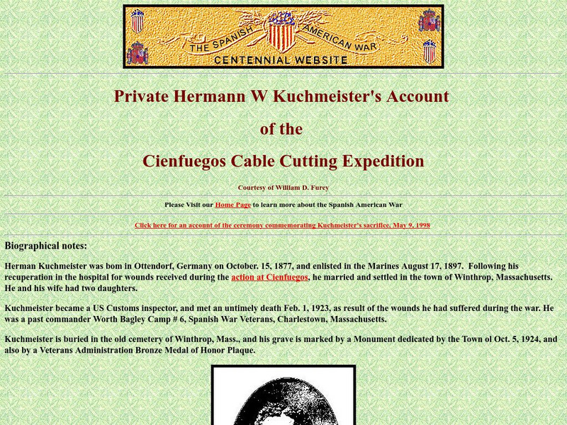 Spanish American War Centennial: Private Hermann W Kuchmeister's Account: Cienfuegos Cable Cutting Expedition Website