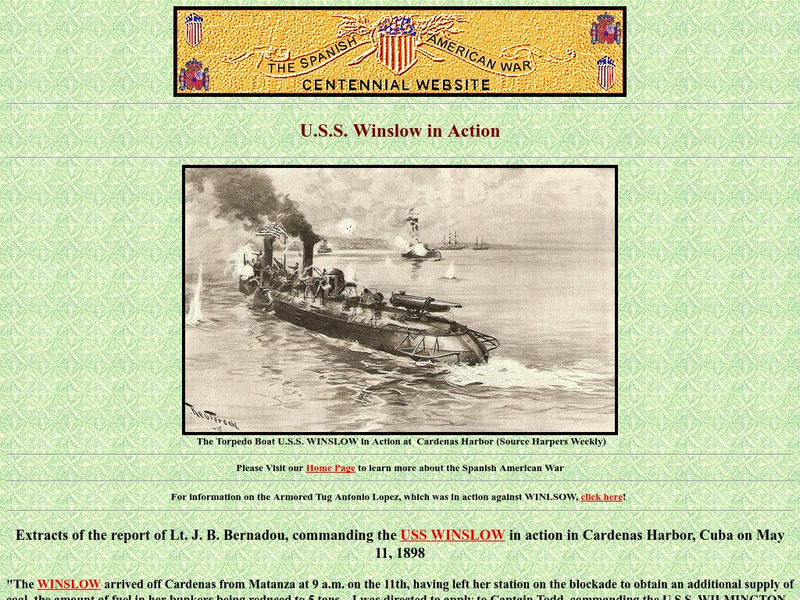 Spanish American War Centennial: Uss Winslow in Action Website