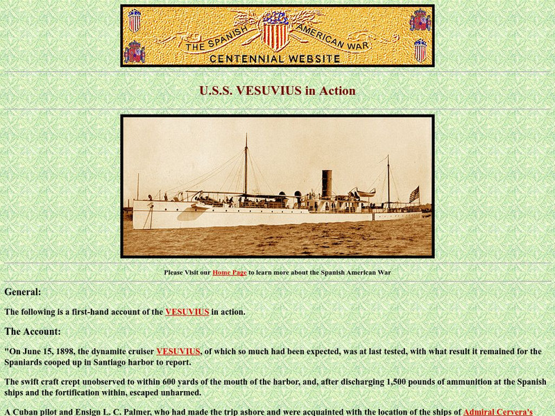 Spanish American War Centennial: u.s.s. Vesuvius in Action Website