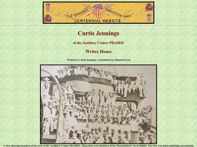 Spanish American War Centennial: Curtis Jennings: Auxiliary Cruiser Prairie: Writes Home Website
