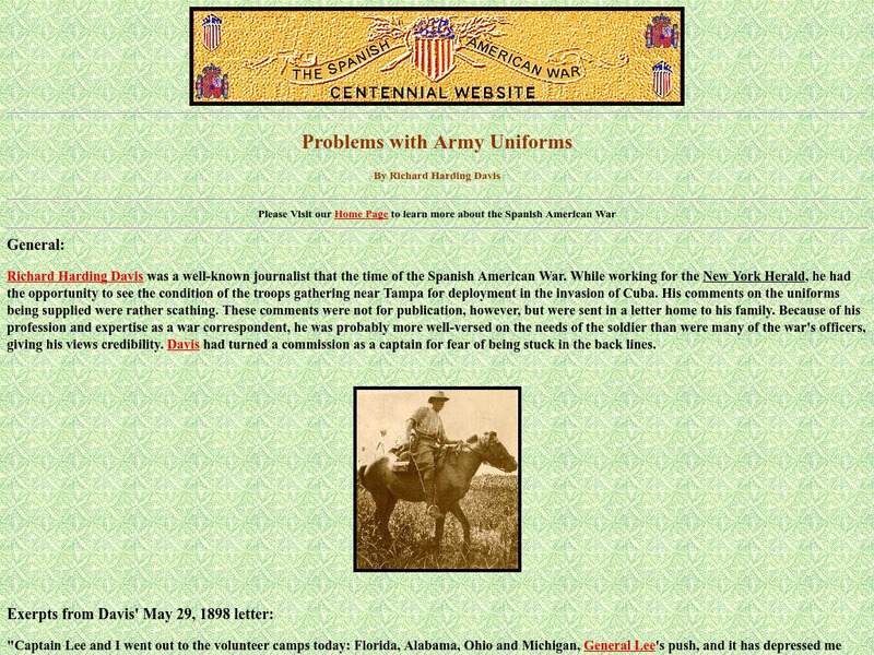 Spanish American War Centennial: Problems With Army Uniforms Primary Spanish American War Centennial: Problems With Army Uniforms Primary