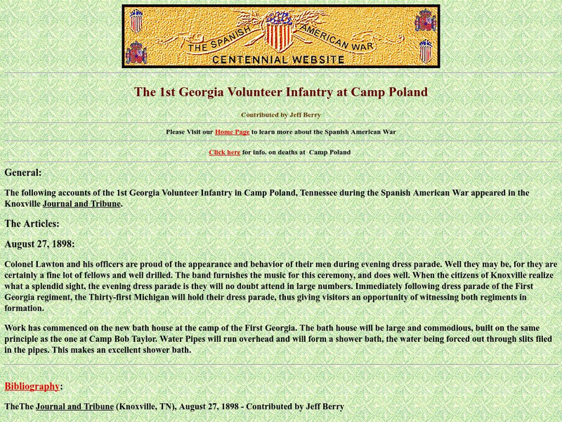 Spanish American War Centennial: The 1st Georgia Volunteer Infantry at Camp Poland Primary