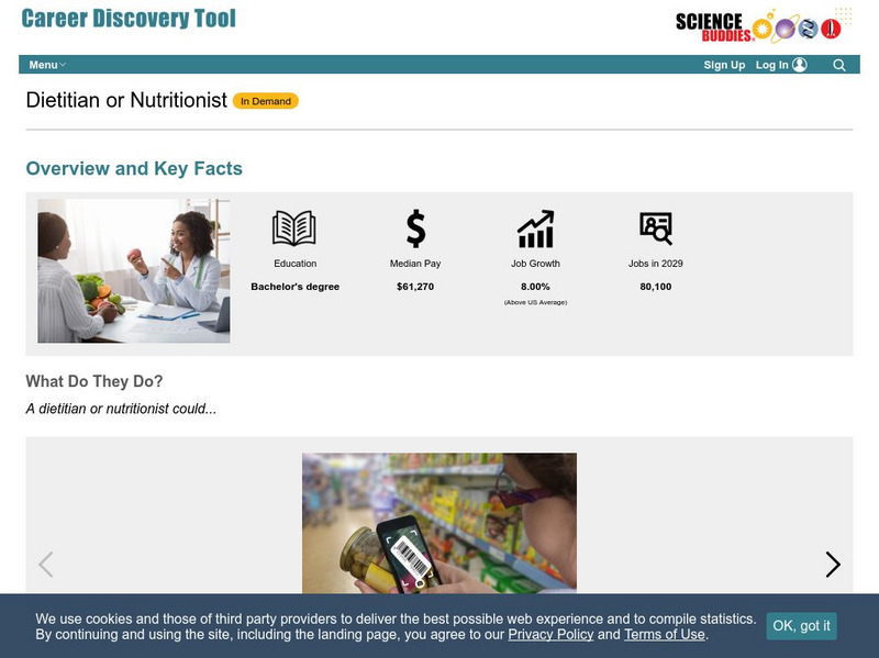 Science Buddies: Career Profile: Dietitian or Nutritionist Handout Science Buddies: Career Profile: Dietitian or Nutritionist Handout