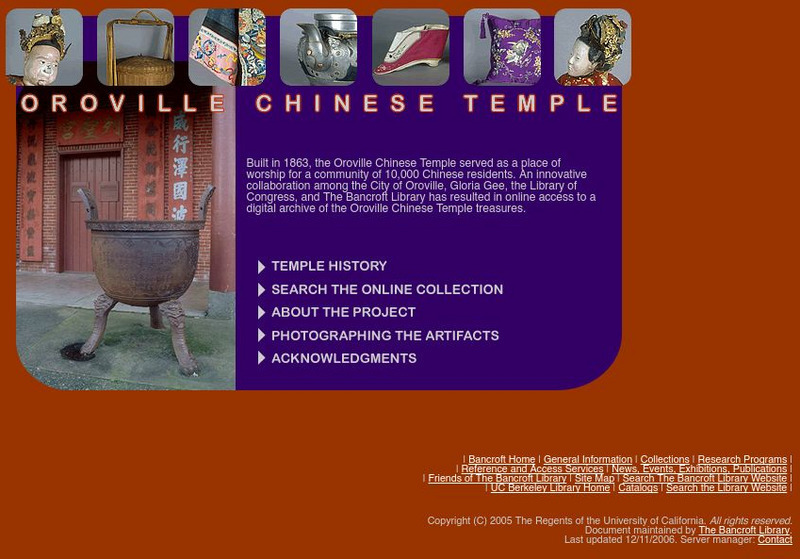 The Bancroft Library: Oroville Chinese Temple Website The Bancroft Library: Oroville Chinese Temple Website