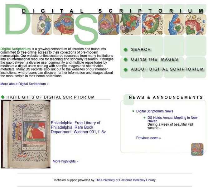 University of California Berkeley: Digital Scriptorium Website University of California Berkeley: Digital Scriptorium Website
