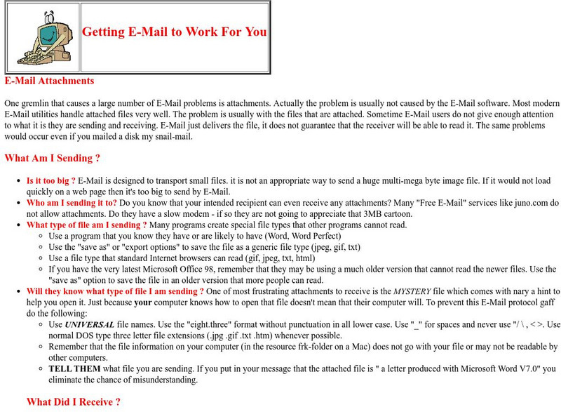 Getting E Mail to Work for You: E Mail Attachments Website Getting E Mail to Work for You: E Mail Attachments Website