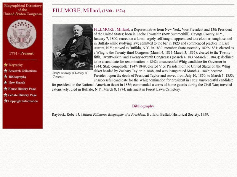 Loc: Biographical Directory of the u.s. Congress: Millard Fillmore Handout