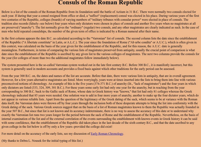 University of Alberta: Consuls of the Roman Republic Handout University of Alberta: Consuls of the Roman Republic Handout