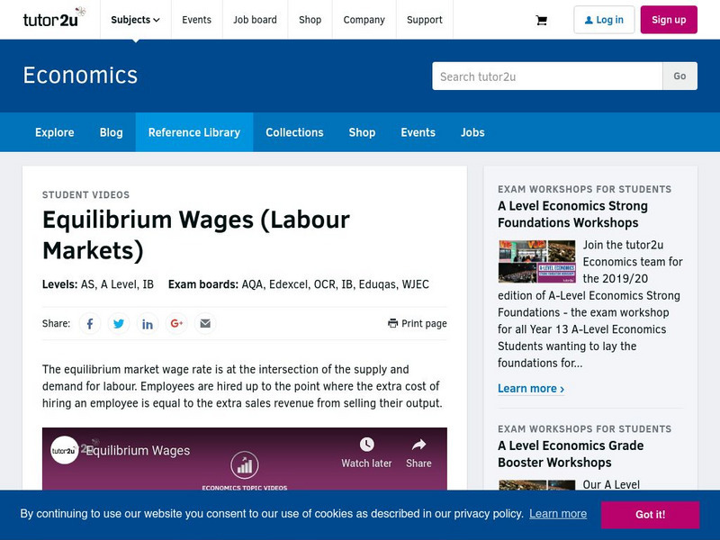 Tutor2u: Equilibrium Wages Instructional Video Tutor2u: Equilibrium Wages Instructional Video