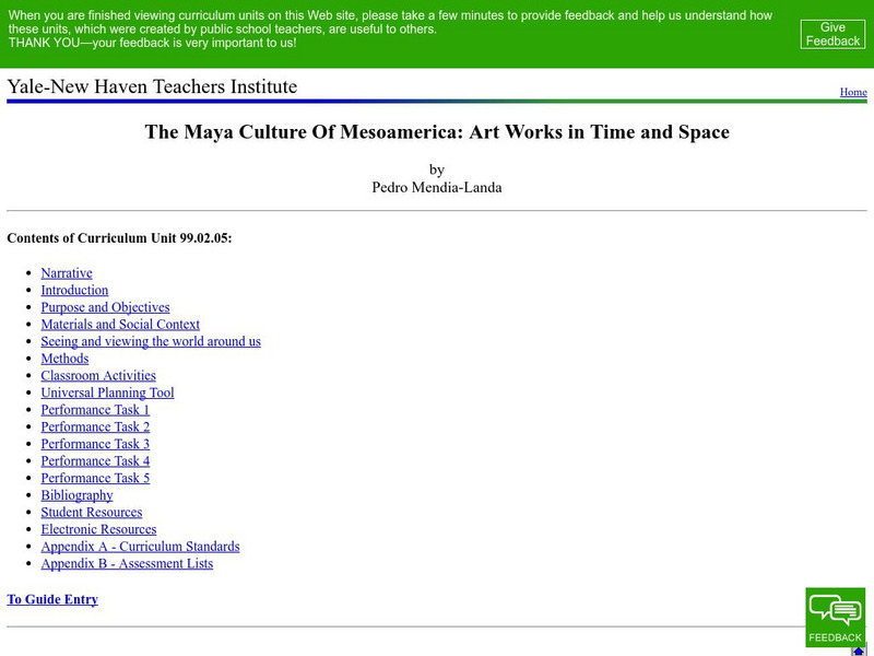 Yale New Haven Teachers Institute: Art Works in Time Lesson Plan Yale New Haven Teachers Institute: Art Works in Time Lesson Plan