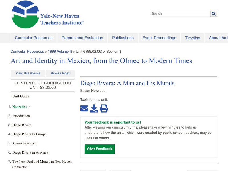 Yale New Haven Teachers Institute: A Man and His Murals Lesson Plan Yale New Haven Teachers Institute: A Man and His Murals Lesson Plan