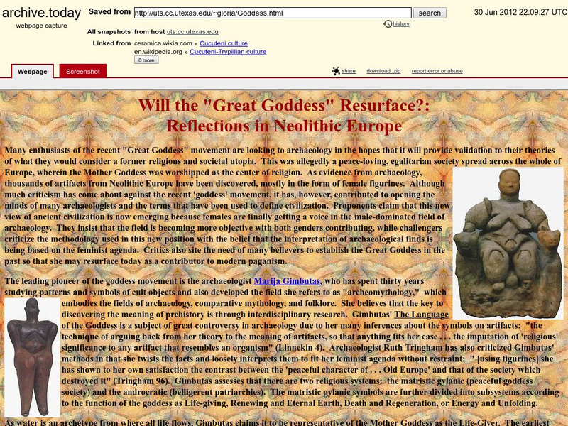 University of Texas: Reflections in Neolithic Europe Handout University of Texas: Reflections in Neolithic Europe Handout