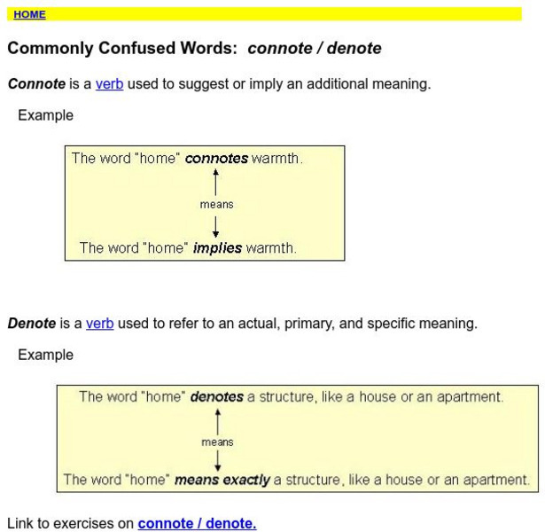 Towson University: Ows: Commonly Confused Words: Connote / Denote Handout Towson University: Ows: Commonly Confused Words: Connote / Denote Handout