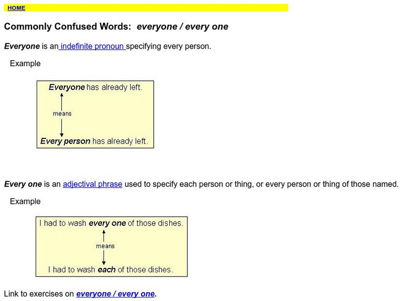 Towson University: Ows: Commonly Confused Words: Everyone / Every One Handout Towson University: Ows: Commonly Confused Words: Everyone / Every One Handout