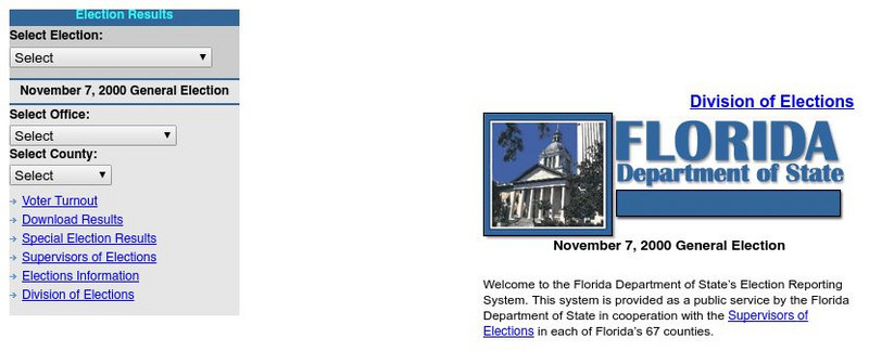 Florida Department of State: November 7, 2000 General Election Website Florida Department of State: November 7, 2000 General Election Website
