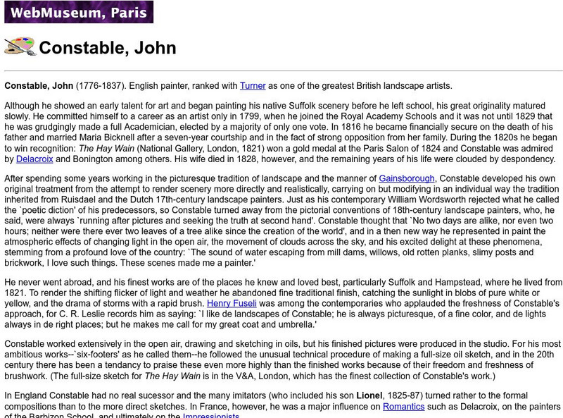 Ibiblio: Web Museum: John Constable Handout Ibiblio: Web Museum: John Constable Handout