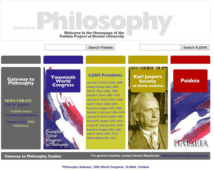 Boston University: Paideia Project: Gateway to Philosophy Website