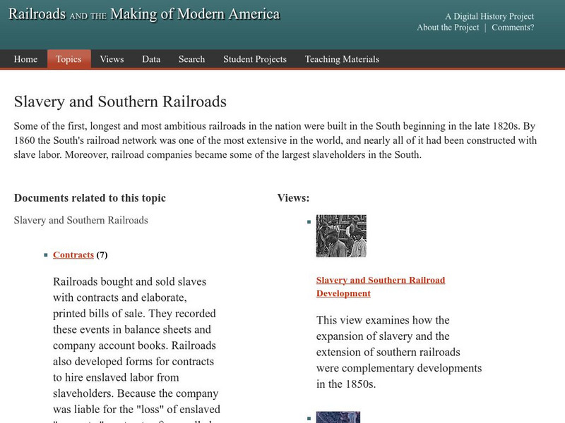 Railroads and the Making of Modern America: Slavery and Southern Railroads Primary Railroads and the Making of Modern America: Slavery and Southern Railroads Primary