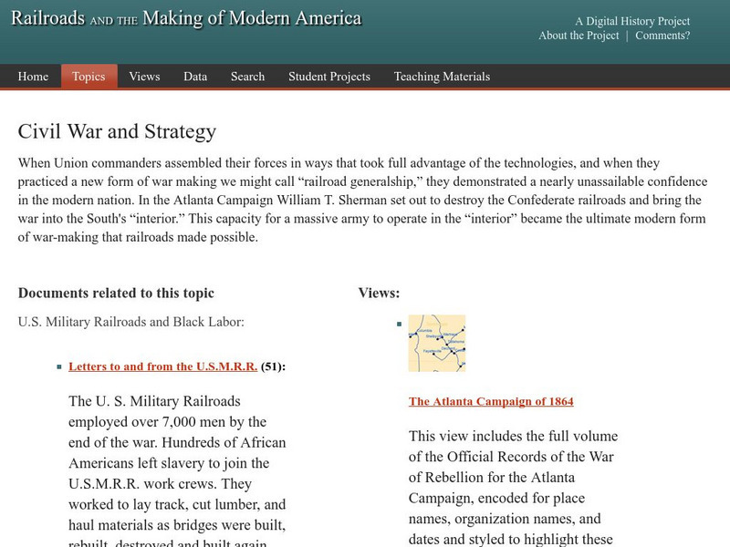 University of Nebraska Lincoln: Railroads and the Making of Modern America Website