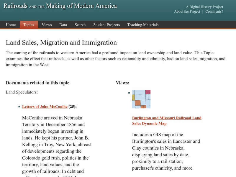 Railroads and Making of Modern America: Land Sales, Migration and Immigration Primary