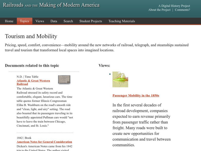U. Of Nebraska: Railroads and the Making of Modern America: Tourism and Mobility Primary U. Of Nebraska: Railroads and the Making of Modern America: Tourism and Mobility Primary