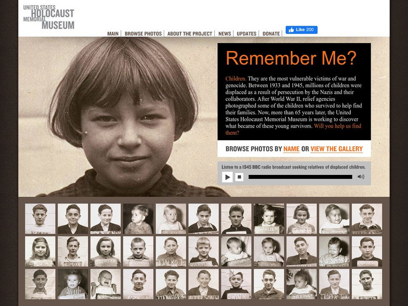 U.s. Holocaust Memorial Museum: Remember Me? Displaced Children of the Holocaust Website
