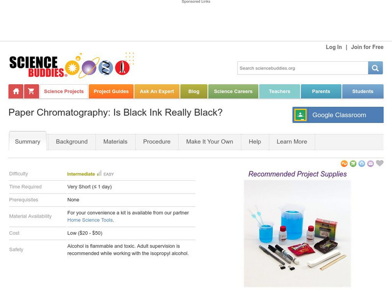 Science Buddies: Paper Chromatography: Basic Version Activity Science Buddies: Paper Chromatography: Basic Version Activity