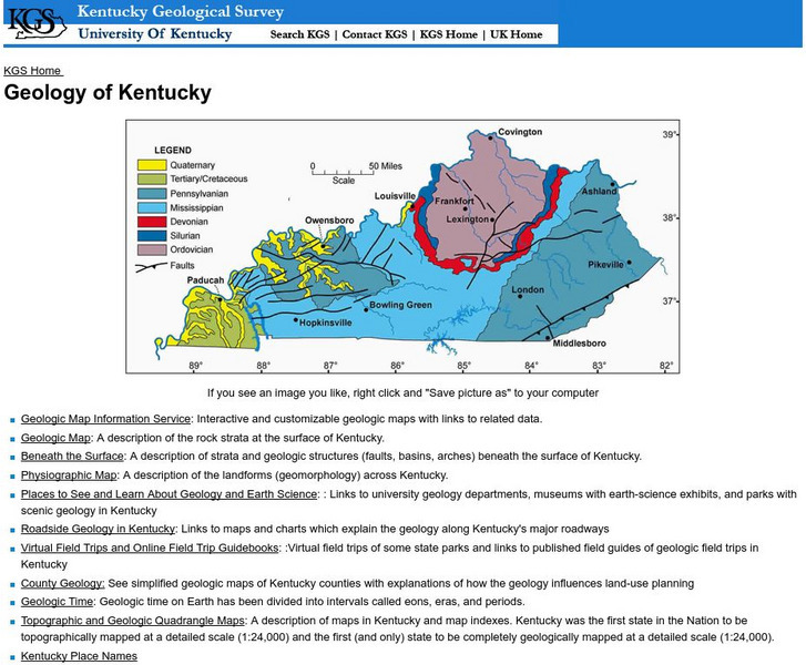 University of Kentucky: Geology of Kentucky Website
