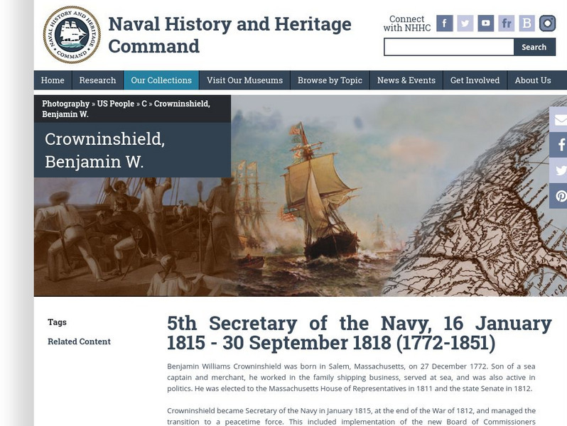 Naval Historical Center: Benjamin W. Crowninshield Handout