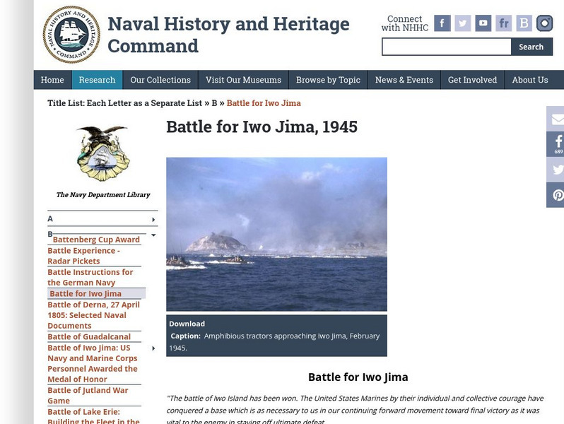 Navy Department Library: Battle for Iwo Jima, 1945 Handout Navy Department Library: Battle for Iwo Jima, 1945 Handout