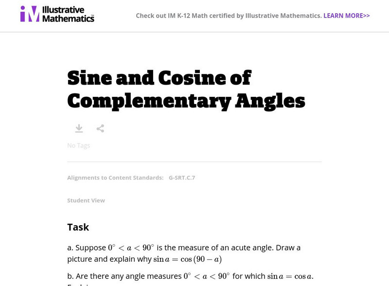 Illustrative Mathematics: G Srt Sine and Cosine of Complementary Angles ...