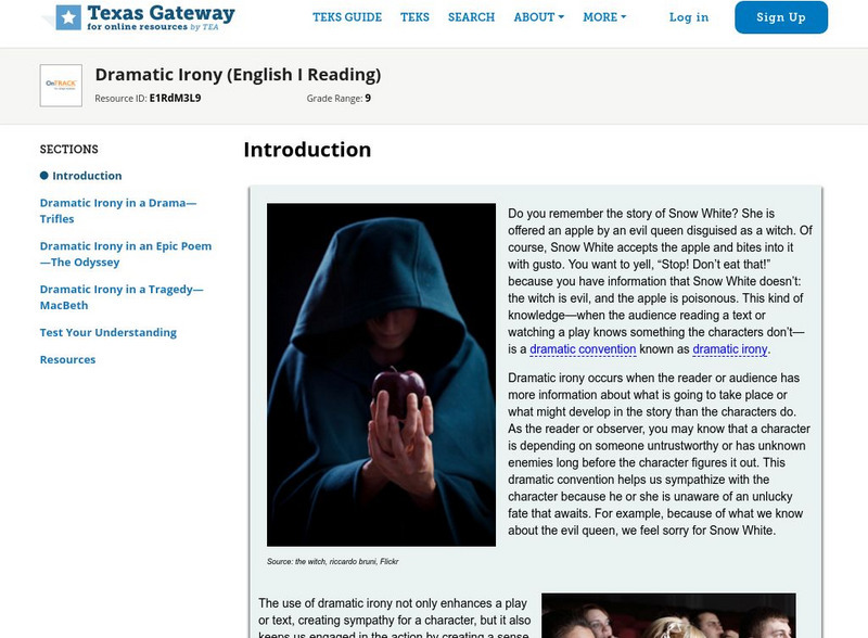 Texas Gateway: Dramatic Irony (English I Reading) Unit Plan Texas Gateway: Dramatic Irony (English I Reading) Unit Plan