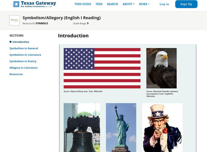 Texas Gateway: Symbolism/allegory (English I Reading) Unit Plan Texas Gateway: Symbolism/allegory (English I Reading) Unit Plan