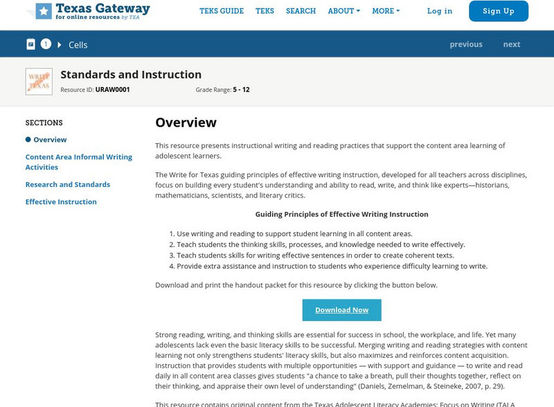 Texas Gateway: Standards and Instruction Professional Doc Texas Gateway: Standards and Instruction Professional Doc