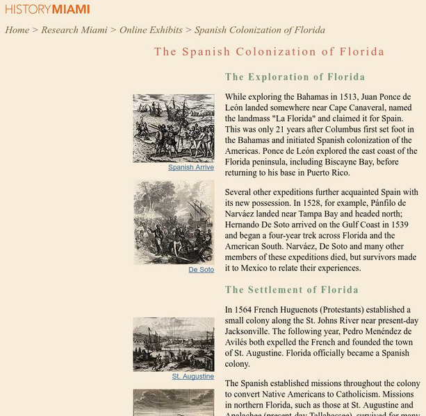 Historical Museum of Southern Florida: Spanish Colonization of Florida Handout Historical Museum of Southern Florida: Spanish Colonization of Florida Handout