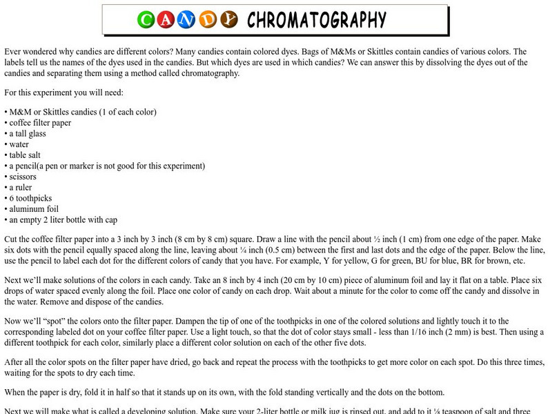 Science Is Fun: Candy Chromatography Activity Science Is Fun: Candy Chromatography Activity