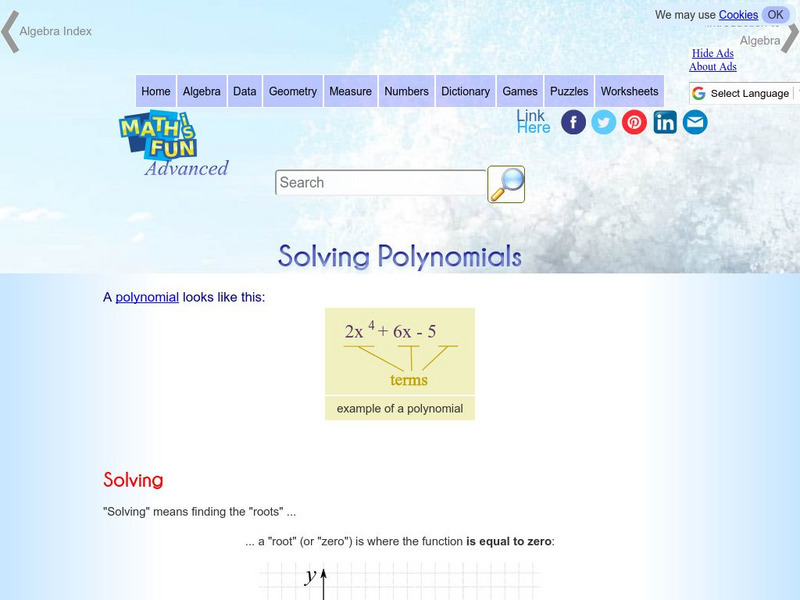Math Is Fun: Solving Polynomials Handout Math Is Fun: Solving Polynomials Handout