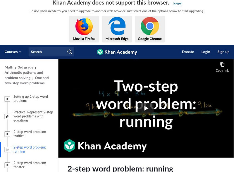 Khan Academy: Two Step Word Problem: Running Instructional Video Khan Academy: Two Step Word Problem: Running Instructional Video