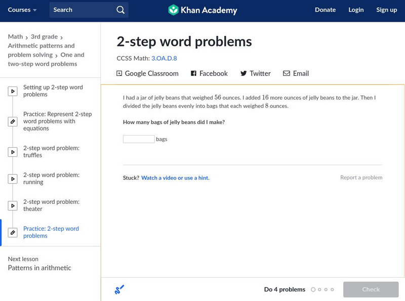 Khan Academy: 2 Step Word Problems Unit Plan Khan Academy: 2 Step Word Problems Unit Plan