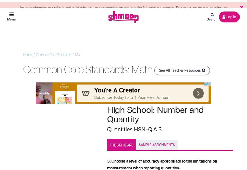 Shmoop: High School: Number and Quantity: Quantities Hsn q.a.3 Handout Shmoop: High School: Number and Quantity: Quantities Hsn q.a.3 Handout