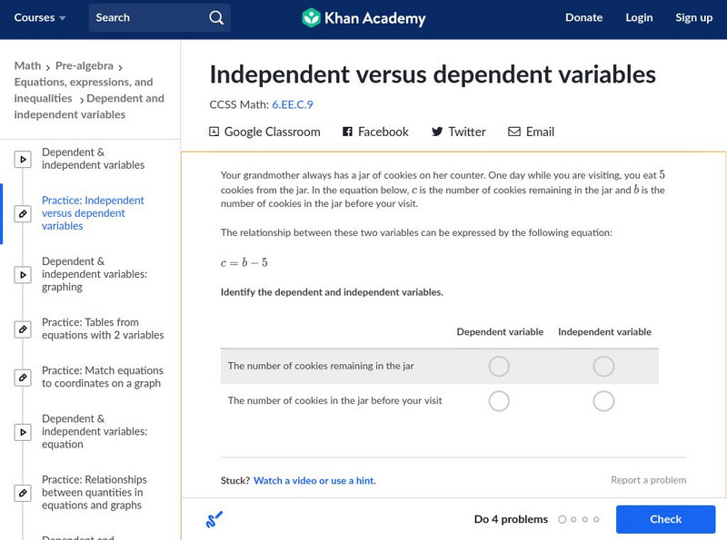 Khan Academy: Identify Dependent & Independent Variables Unit Plan Khan Academy: Identify Dependent & Independent Variables Unit Plan
