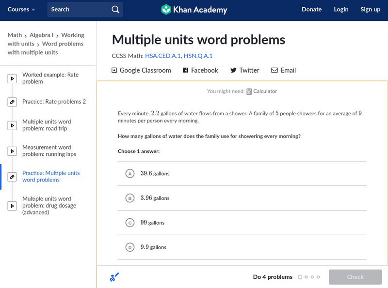 Khan Academy: Multiple Units Word Problems Unknown Type Khan Academy: Multiple Units Word Problems Unknown Type